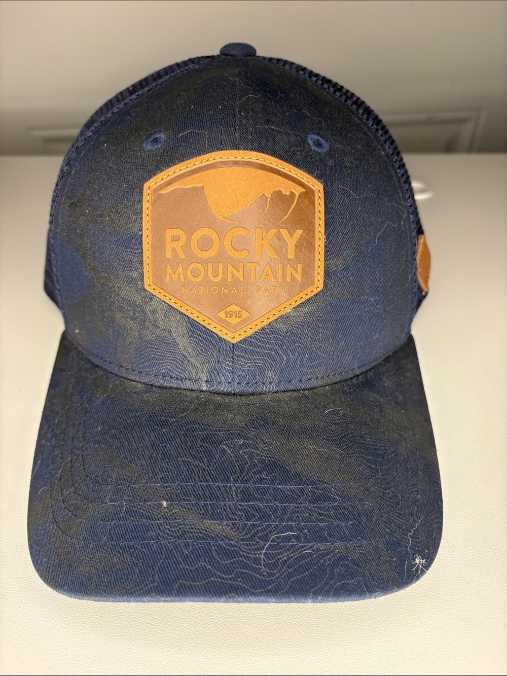 Rocky Mountain National Park Navy Baseball Cap with Leather Patch